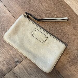 kate spade cream leather wristlet clutch